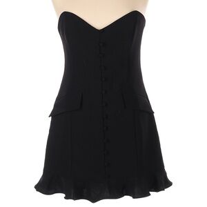 Amanda Uprichard Black Getty Strapless Button Down Romper Mini Cocktail Dress L